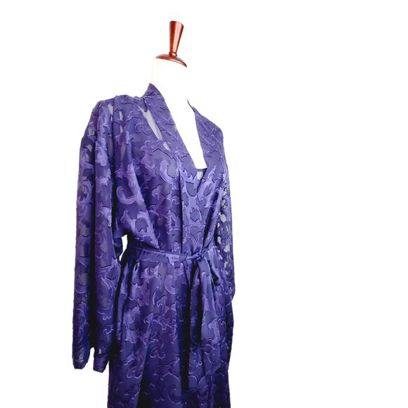 Victoria's Secret Gold Label Purple Sheer Lace Nightgown and Robe - Size S - Picture 3 of 15